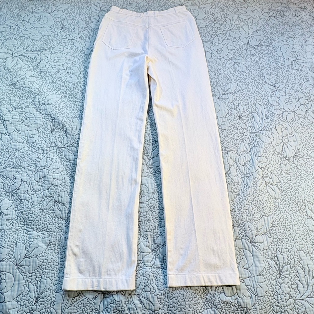 St. John Sport by Marie Gray Cream Cotton Blend Straight Leg Trousers Sz 10💚 - Picture 3 of 12